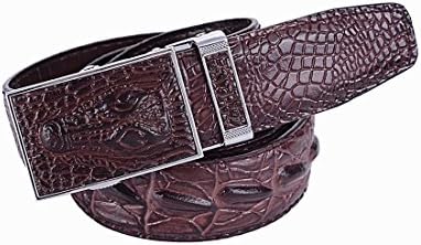 Nidicus Mens Casual 38mm Auto Removable Buckle Rachet Alligator Leather Belt Coffee 125