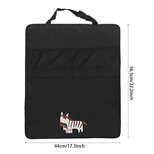 [2 Stück] Autositz Rückenlehnenschutz, Rücksitz-Organizer mit iPad Fach-Wasserdichte Autositz Schoner Autositz Veranstalter Auto Rückenlehnenschutz Kick-Matten (Zebra) - 5