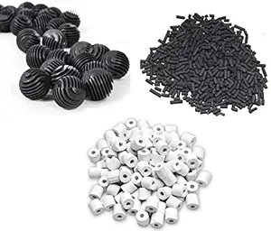New Horizon Aquarium Accessories?- 250g Activated Carbon+250g Ceramic Rings+25 Pcs Bio Balls with Bio Sponge