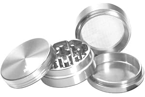 Black Leaf - Macinino in alluminio da 40 mm, con chiusura magnetica, 4 pezzi, color argento, contenitore di latta incluso