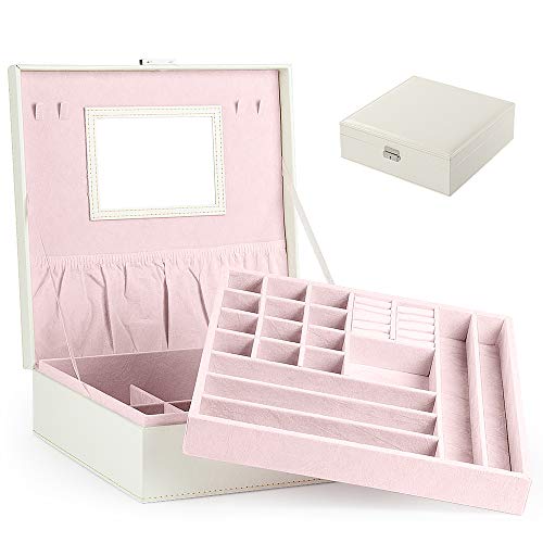 Preisvergleich Produktbild BalladHome Schmuckkoffer - Schmuckkästchen - Schmuckschrank - Schmuckschatulle - Schmuckbox - Schmuckkiste für Uhren, Ringe und Ketten – Schmucklade Schmuckkästchen (Weiß)