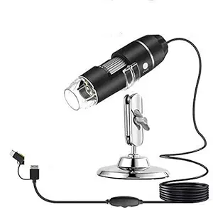 Protokart 3 in 1 Digital Microscope OTG 40X to 1000X Magnification Mini Handheld Inspection Camera with 8 LED Metal Stand, USB/Type C/Micro USB Compatible with Android Smartphone, Mac, Windows