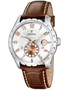 Festina Herren-Armbanduhr XL Klassik Analog Quarz Leder F16486/3