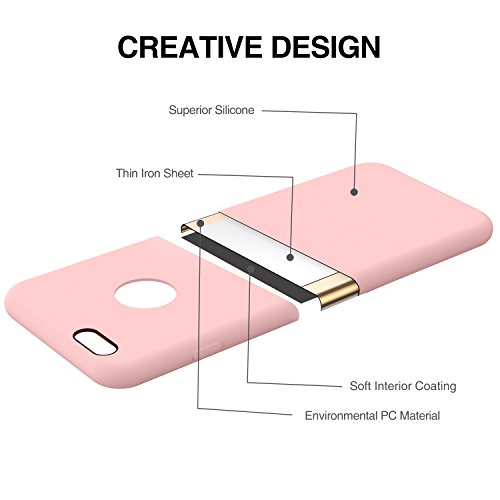 RANVOO [RAINBOW] iPhone 6s /6 Case, Soft Silicone Case, Compatible with Universal Magnetic Car Mount, Pink