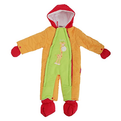 Baby Boys/Girls Giraffe Design All In One Hooded Winter Snowsuit (6-9 Months) (Orange/Lime)