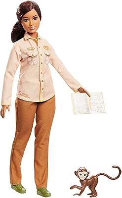 Barbie Métiers National Geographic poupée Protectrice de l'Environnement et Figurine Singe, Jouet pour Enfant, GDM48