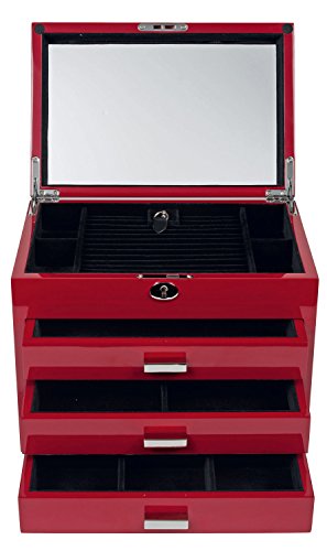 Windrose High Gloss Schmuckkoffer L 1 rot - 3