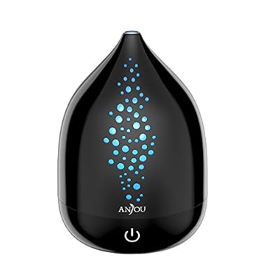 Anjou Diffuseur d'Huiles Essentielles 200mL Anjou Aromathérapie (Utilisation avec Bouton Unique, Plastique PP Sûre, Sans-BPA, Lumière Colorée Variable) - Noir