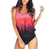★ Conjunto casual de tankini con laterales de corte profundo altamente elásticos y sujetador deportivo incorporado
