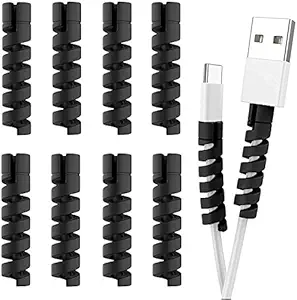 STRIFF 12 Pieces Highly Flexible Silicone Micro USB Protector, Mouse Cable Protector, Suit for All Cell Phones, Computers and Chargers (Black)