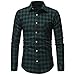 Produktbild OdeJoy Herren Herbst Tartan Langeärmel Hemd Tasche Spleißen Sweatshirts Oben Persönlichkeit Bluse Schlank Langarmshirts Einreihig Oberteile Revers Tops Solid Formal Bluse (Grün,L)
