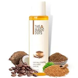 The Magic Dots Hair Fall Control Gold Seed Hair Oil | For Hair Growth and Nourishes scalp | Hair Revival Oil | With Natural Cold Pressed Coconut Oil | Coffee Seed Oil | Flaxseed Oil & Fenugreek (Methi) Oil | Vitamin E | For Women & Men | 100ml