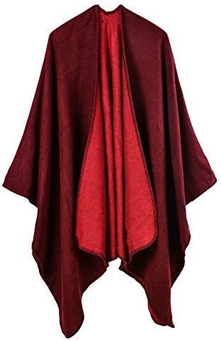 Womens Reversible Oversized Poncho Cape Warm Shawl Wrap Open Front Printed Blanket Cardigans