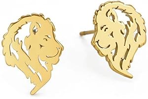 GU FENG Mini Löwen Ohrstecker für Frauen Männer Edelstahl Gold Farbe Tier Ohrstecker Punk Schmuck