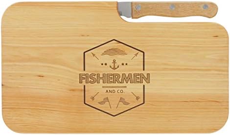meinbecher Tagliere per Il Pranzo in Legno Erle Messer Fishermen And Co. Tagliere in Legno, Idea Regalo per Lui