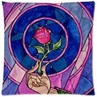 B Lyster shop Beauty and the Beast Stained Glass Rose Cotton & Polyester Soft Zippered Cushion Throw Case Pillow Case Cover