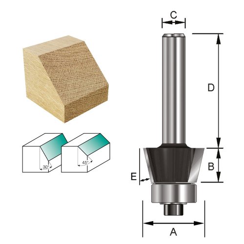 ENT Oberfräser Fasefräser HW (HM) mit Kugellager S8x32 Z2 30° D23x9,5mm
