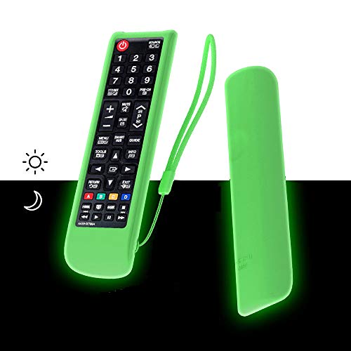 SIKAI Coque Protection telecommande compatible avec Samsung Remote Étuis en Silicone Souple de Télécommande pour Samsung Smart TV Housse de Protection Anti-Poussière (Lumineux Vert)