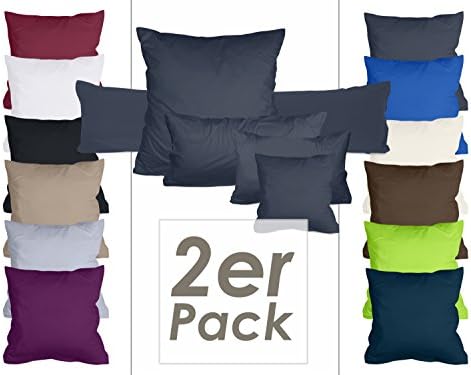 Twin Pack of Pillow Cases, Pre-Shrunk Cotton Jersey, Subtle Design, 10 Colours and 5 Sizes, charcoal, 40 x 80 cm