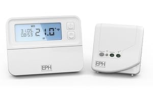 JT NASUSA EPH Digital RF Programmable Room Thermostat - Receiver Combipack 4 / RFRP & RF1A / (White, Modern Style, Zigbee, Touch Control, Battery Powered, 3.3 Volts, HVAC Control Thermostat)