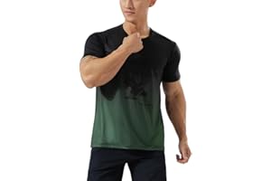 YCHNAIM Męski sportowy T-shirt z krótkim rękawem, oddychający, szybkoschnący, z krótkim rękawem