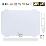 Antenne TV Intérieur 4K 1080P 80+ Miles Chaînes Gratuites TNT Numérique, Antenne Réception Signal HD Numérique UHF/VHF/HDTV Intérieur-Ne jamais payer les frais.