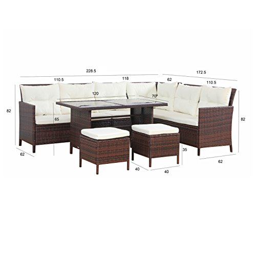 BOSTON Poly Rattan Gartenmöbel Braun Gartenset Lounge Sitzgruppe Gartengarnitur - 7