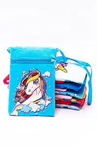 Birthday Popper Unicorn Soft Plush Sling Cross Body Bag (6 No.s) with Cute Unicorn Prints for Birthday/Navrathri/Diwali Gifts/Birthday Retutn Gifts for Girls