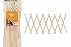 MD MUZ 3 X Garden Gardeners NATURAL Brown Coloured Wooden Expanding Expandable Wooden Garden Trellis Each Piece Expands to 180 x 30cm / 6FT X 1FT
