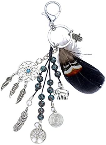 HANMAX Women Feather Dream Catcher Keychain Bag Hanging Ornament 15#