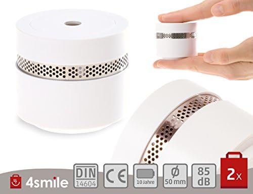 SMOKE DETECTOR MINI Fumo 2 x ǀ Design Home Fire Alarm extra-small by 4smile ǀ 10 year battery Smoke Alarm Detector for fire prevention ǀ Fire Detector BSi EN 14604 and VDS ǀ White