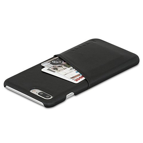 KANVASA Funda iPhone 8 Plus Funda iPhone 7 Plus Piel Negro Case Cover Carcasa Tapa Trasera Cards en Piel Aut  ntica Premium con Cartera para Apple iPhone 8 Plus   7 Plus - con Bolsillo Tarjetero