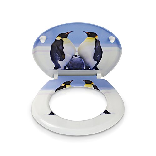 VENKON – Premium WC Sitz mit Absenkautomatik – Modell „Pinguin Familie“ – Toilettendeckel aus Duroplast (antibakteriell) inkl. Montagesatz (rostfreie Scharniere) - 5