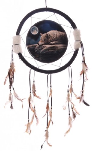 Traumfänger Ruhender Wolf versch. Größen, Größe:mittel