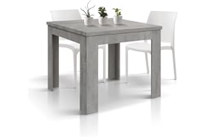 PAZZO DESIGN Tavolo Allungabile Isabel, Grigio Cemento, Tavolo Cucina, Sala Da Pranzo, Soggiorno, Made in Italy, 90x90x79 cm - id_1901