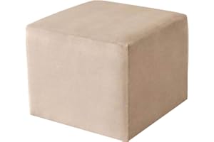 Hoowarm Copri Poggiapiedi Elasticizzato, Rotondo/Quadrato Moderna Copri Pouf,Velluto Jacquard Morbido Copertura Ottomana, Lavabile Fodera per poggiapiedi (Color : A20, Size : 45x45cm/18x18)