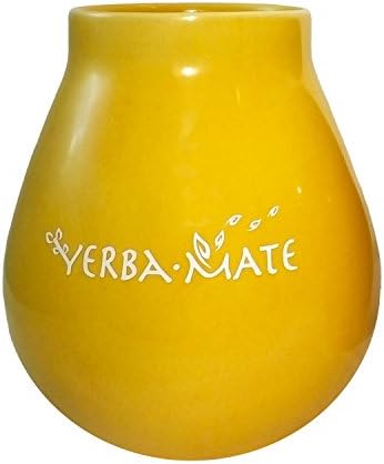 Yerba Mate mug | cup ceramic yellow with the inscription "Yerba mate" | about 450 ml | easy to clean | from Cebador