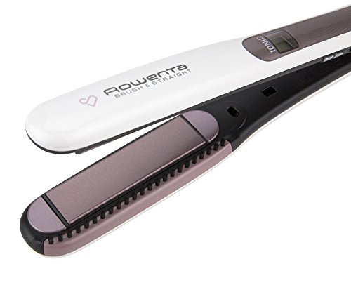 Rowenta Premium Care Brush & Straight SF7510F0 - Plancha de pelo, cepillo integrado para un alisado natural, recubrimiento de cashmere keratin con aceite de argán
