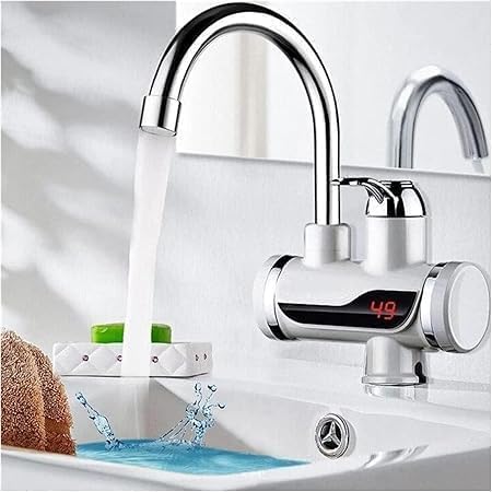 Instant Electric (3000W) Water Heater Faucet Tap Home-Kitchen Instantaneous Water Heater Tank less for Tap, LED Electric Head