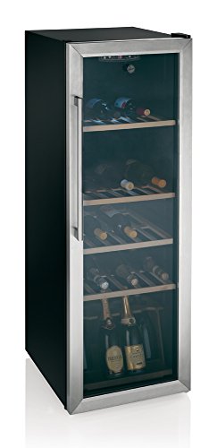 Hoover HWC 25360 DL Weinkhlschrnke / B / 142 cm Hhe / 206 kWh/Jahr / mattschwarzer Korpus mit Edelstahltr / Digitalanzeige / Holzeinlegebden
