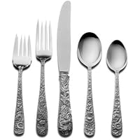 Kirk Stieff Repousse 5-Piece Sterling Silver Flatware Place Set, Service for 1 by