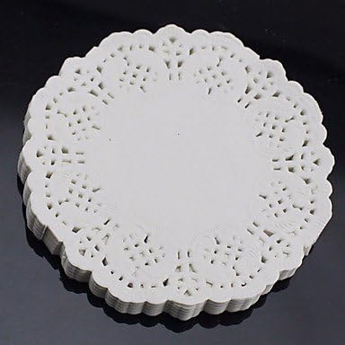 SHENCHI 6.5" Lace Round 100Pcs Paper Doilies Cake Placemat Craft Coasters Wedding Party Christmas Table Decoration Dia 16.5cm
