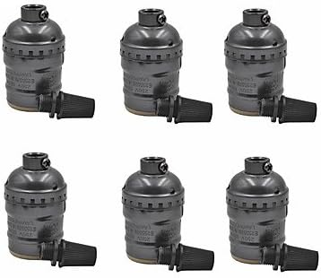 FMYXZ E26/E27 Light Socket 6 pcs Metal Shell Lampholder for Lamp or Fixture Replacement Vintage Industrial Style(Without Switch and Cord) , black