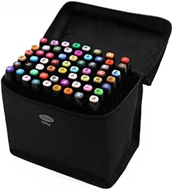 JOJOO 60 Colours Art Animation Design Marker Pens Double-end Dual Tip Stained Fine Writers Permanent Sketch Drawing Marker Pens with Bag, Non-toxic MK004B