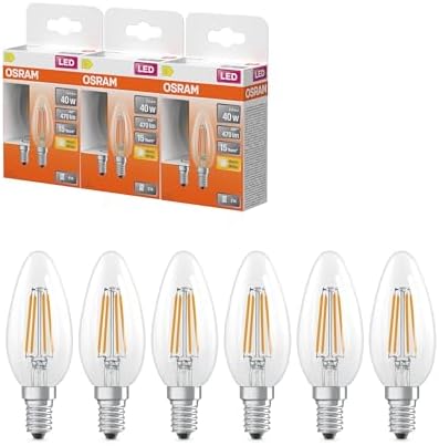 OSRAM Lampada LED Star Candle Shape B40 a filamento, 2700 K bianco caldo, 3,4 W, E14, trasparente, 470 lm, 15.000 ore, per lampadari, apparecchi decorativi,3-Pack