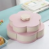 Bandeja para servir aperitivos prémium: contenedor de nueces Hamkaw hecho de material ABS de grado alimenticio, ecológico, seguro, no tóxico, resistente a las manchas y olores, resistente a los impactos y duradero. Recipiente de doble capa para aperitivos que te permite separar fácilmente diferentes alimentos, evitar que los bocadillos se manchen por olor.