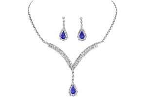 CCAIPU Rhinestone Necklace Bracelet Earrings Jewellery Set for Women, Adjustable Rhinestone Necklace Tennis Bracelet Dangle Earrings Bridal Wedding Sets Gifts for Ladies Girls