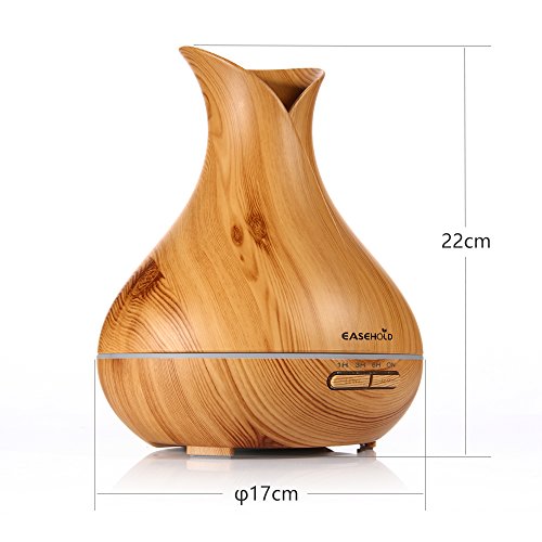 EaseHold Aroma Diffuser 400ML Leise Kalten Nebel Luftbefeuchter Ultraschall Oil Düfte Humidifier Holzmaserung LED mit 7 Farben Elektrisch Duftlampe Humidifier LED Licht für Babies Kinder Haus Yoga Schlafzimmer Wohnzimmer Büro (400ml Blume, Gelb) - 8