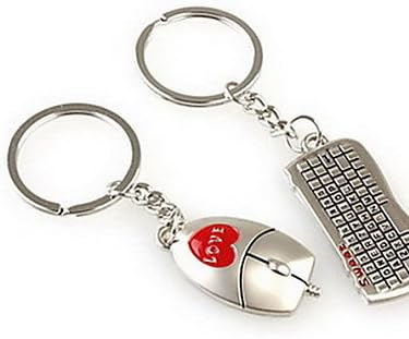 Ca&amp; Keybord Mouse Romantic Wedding Key Ring Keychain for Lover Valentine's Day(One Pair)