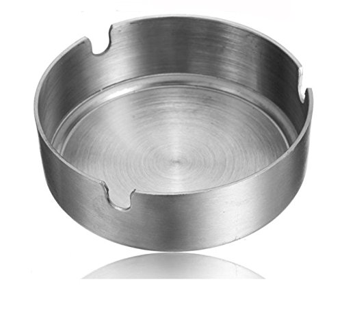 King International Stainless Steel Ash Tray, Silver, Steel Ash Tray for Cigarette, Ash Tray Big, Table Top 3 Side Cut, 12CM, For Smoking for Home